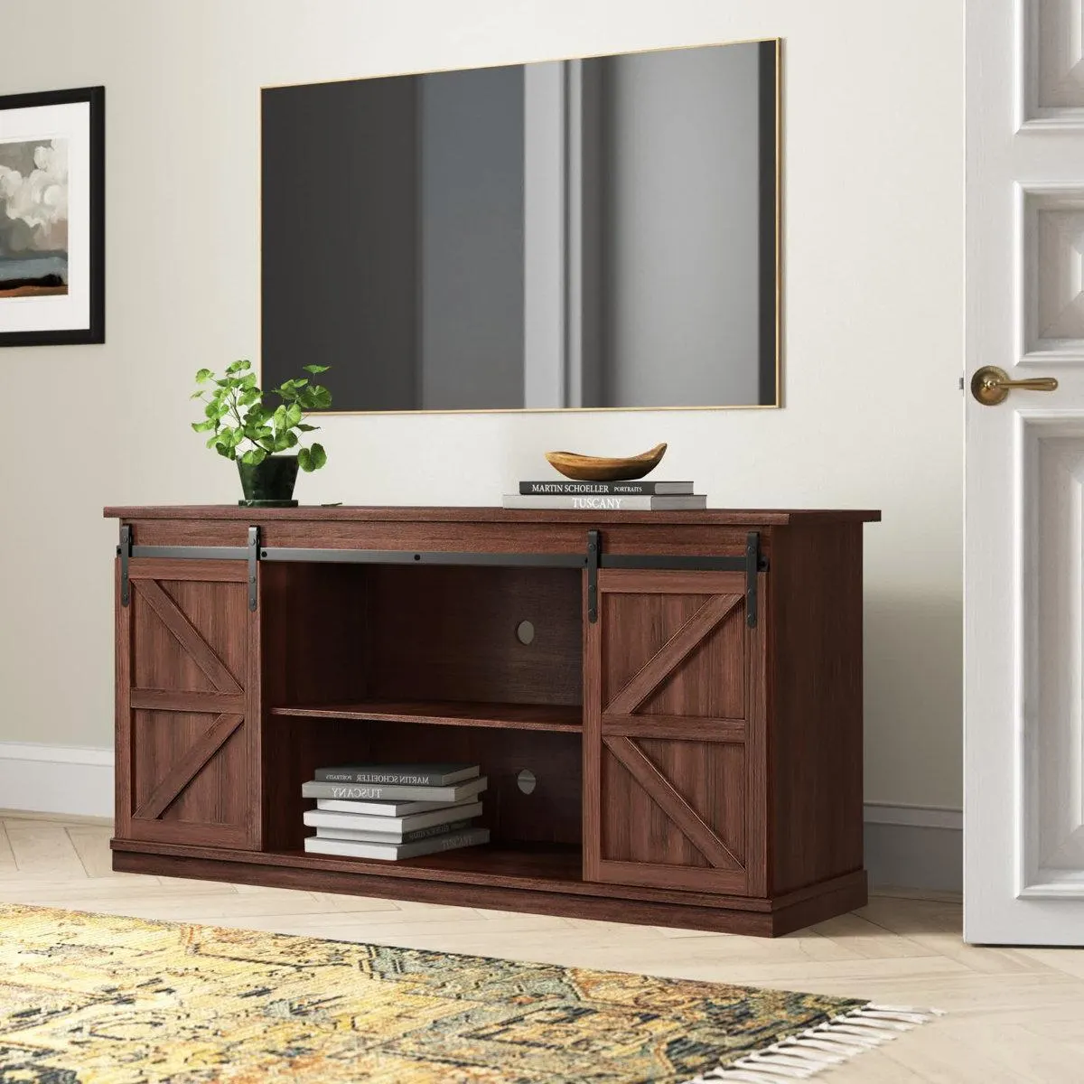 Hartin TV Stand with Sliding Barn Doors for TVs up to 65"