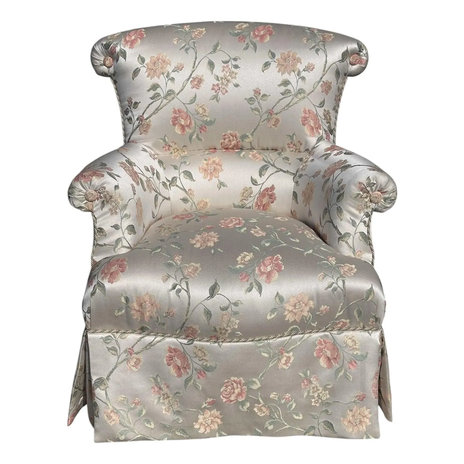 Scalamandre Silk Floral Upholstered Swivel Slipper Chair - Joanna Carson Estate - 1 of 2