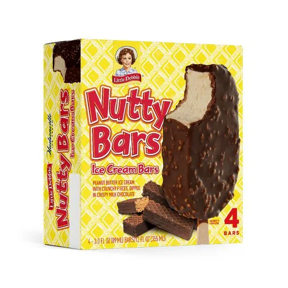 Little Debbie Nutty Bars Ice Cream Bars, 12 fl oz, 4 Count