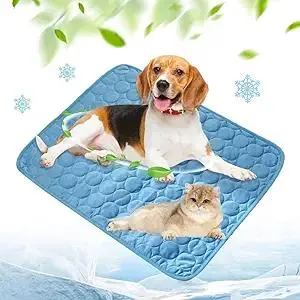 2025 New Dog Cooling Mat, Pet Cooling Mats, Summer Cool Pads Pet Mat Outdoor for Dogs & Cats, Pet Bed Mats Machine Washable (Blue, 70×55 cm | 28×22")