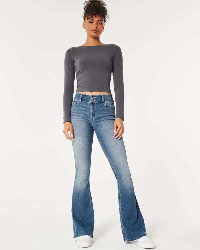 High-Rise Medium Wash Flare Jeans