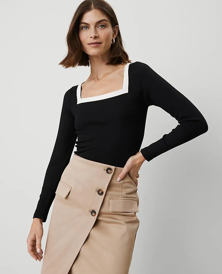 Colorblock Square Neck Top