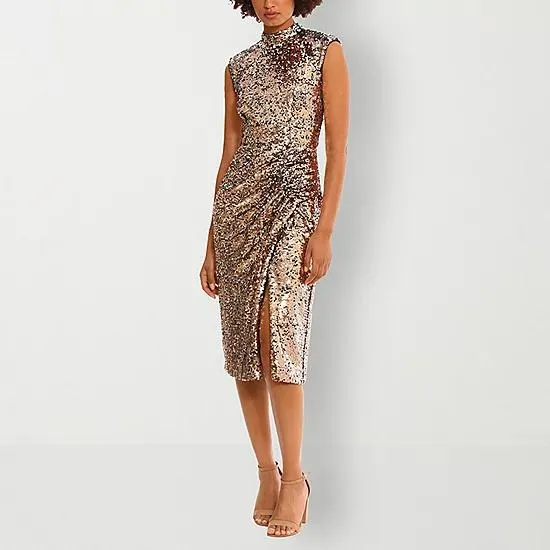 Clover And Sloane Sleeveless Sequin Midi Sheath Dress