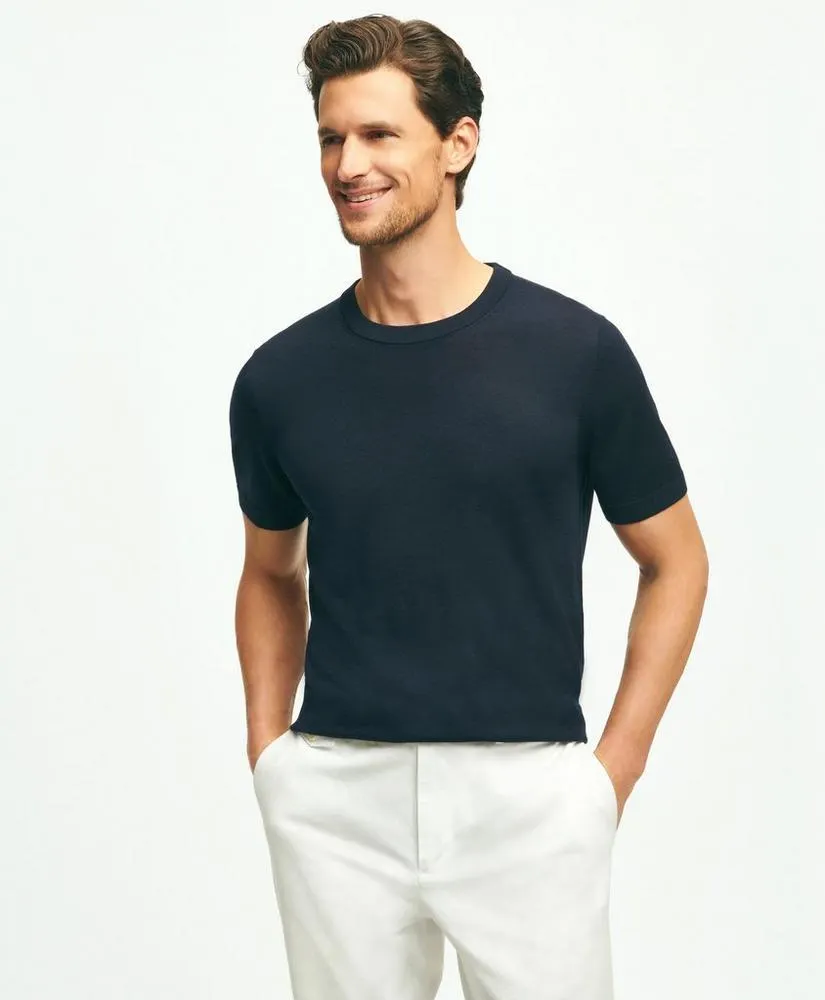 Lightweight Luxe All-Season Sweater, Short Sleeve Crewneck