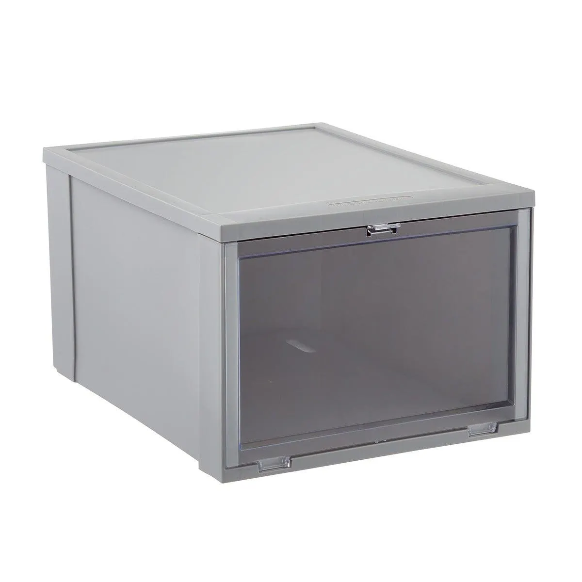 The Container Store X-Large Drop-Front Shoe Box Grey