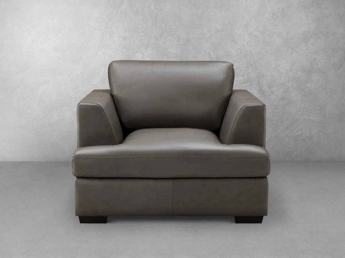 Lisbon Leather Armchair - Dark Gray