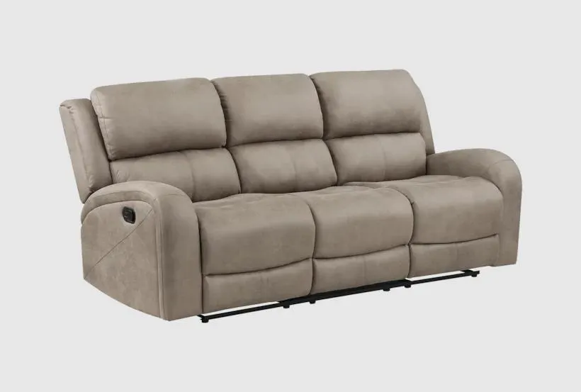 Guthrie Brown Polyester 84" Microfiber Manual Reclining Sofa | Fabric