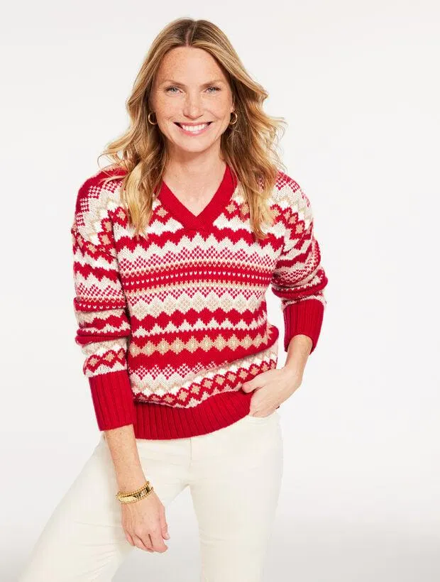 V-Neck Sweater - Twilight Fair Isle
