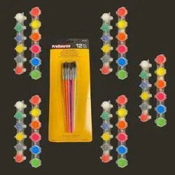 Assorted Color Kids Arts and Crafts Paint Brushes and Paints (1 set)