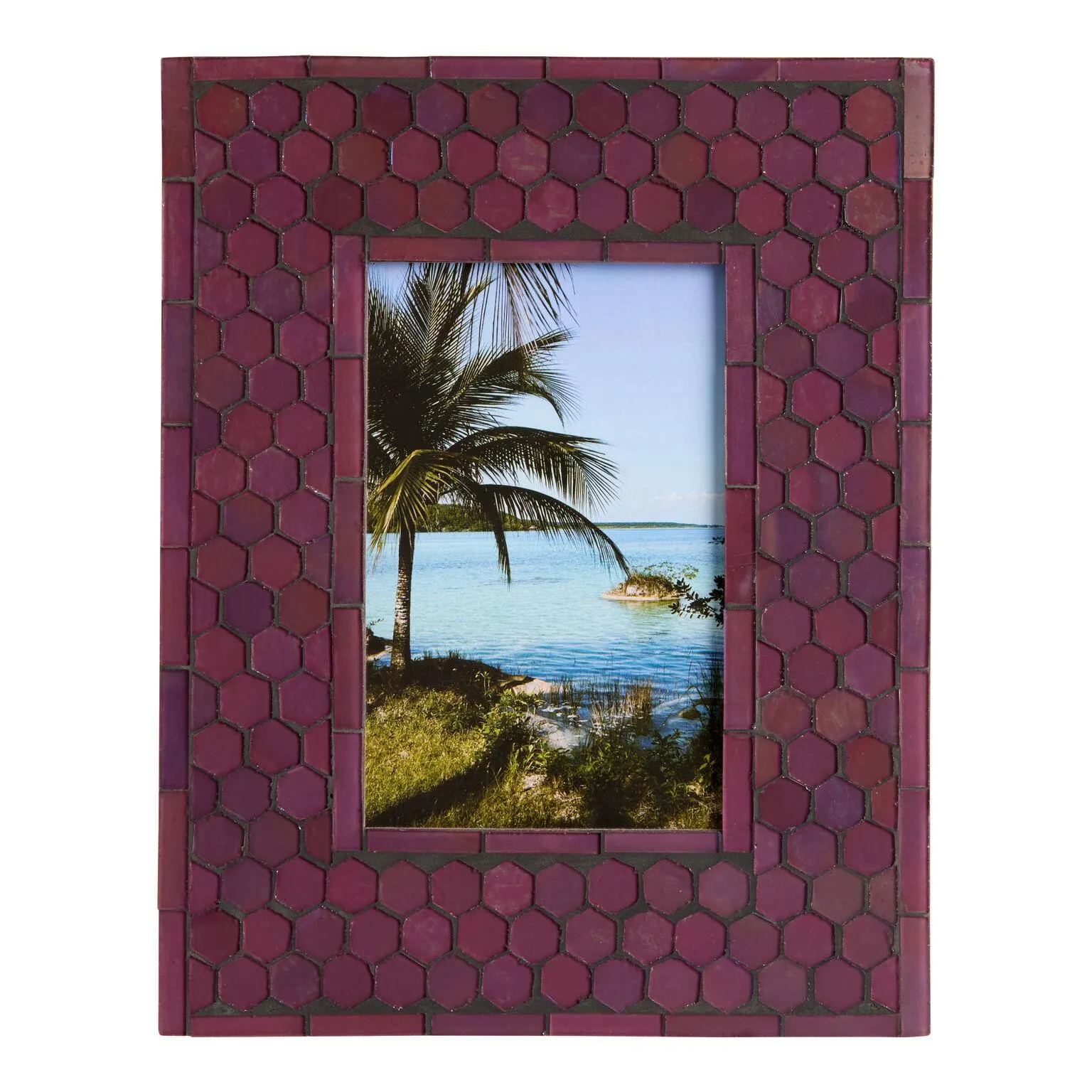 Magenta Glass Mosaic Geo Frame