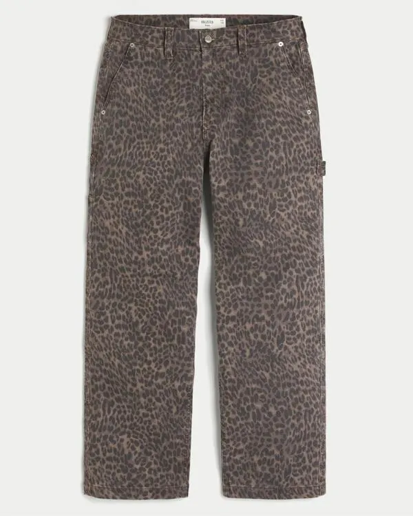 Leopard Print Baggy Painter Jeans