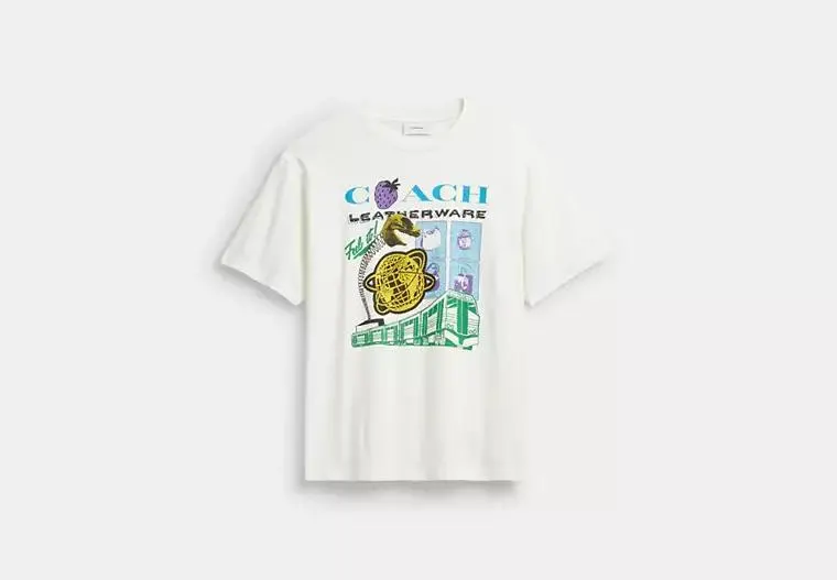 Collage Train Relaxed T Shirt In Organic Cotton