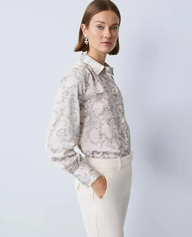 Floral Satin Button Down Shirt