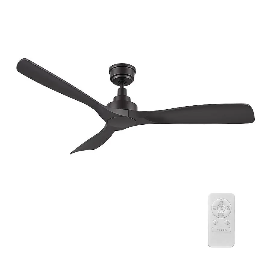 CARRO USA Kilkeel 52-in Black with Black Blades Smart Ceiling Fan Without Light 3 -Blade