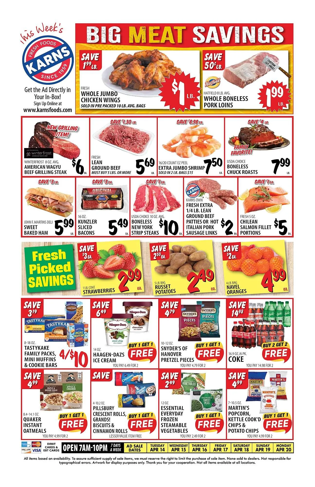 Weekly promotion Karns weekly ad spanning from April 14 to April 20 2026 - Page 1 for Catalogue 365