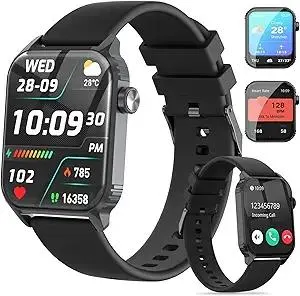 Smart Watches for Women Men, 1.83" HD Smartwatch with 120 Sports Modes, Heart Rate/Sleep Monitor, IP67 Waterproof, Bluetooth Call & Music Control for iPhone/Android (Black)