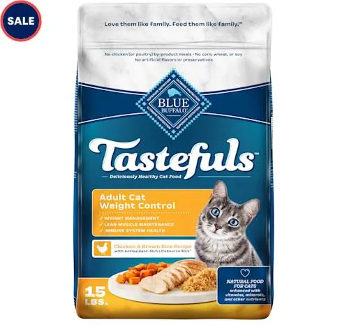 Blue Buffalo Blue Tastefuls Weight Control Natural Food for Adult Cats, 15 lbs.