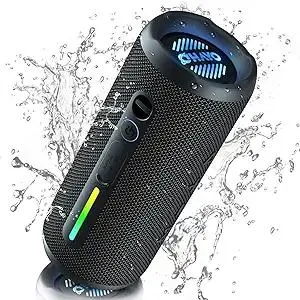 OHAYO Portable Bluetooth Speaker - IPX7 Waterproof, Wireless Stereo Pairing, 25-Hour Playtime, 24W Loud Sound, Bluetooth 5.3, Bass Boost, LED Lights, for Home/Shower/Outdoor/Beach/Travel, Gift Ideas