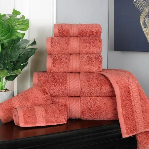Superior Egyptian Cotton Pile 8 Piece Ultra Plush Solid Towel Set
