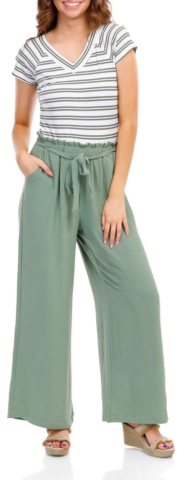 No Comment Juniors Striped 2Fer Jumpsuit