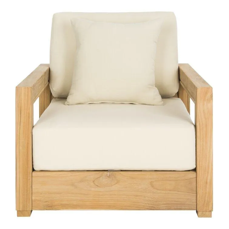Melrose Teak Outdoor Armless Lounge Chair with Cushion