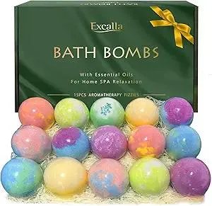 Bath Bombs for Women Gift Set, 15 Pcs Handmade Bubble Bathbombs, Shea & Coco Butter Dry Skin Moisturize, SPA Relaxing Gifts for Women & Men, Her, Girls, Wife, Birthday