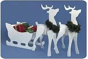 Woodcraft Project Paper Plan to Build Proud Reindeer and Sleigh Combo - Material Not Included