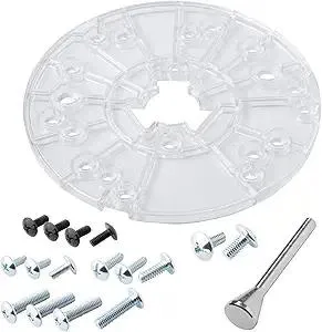 DuBois Router Base Plate Clear w/Centering Pin 6-5/8" Diameter, Screws and Multiple Pre Drilled Holes, Fits Porter Cable, Bosch, Craftsman, Dewalt, Hitachi, Makita, Milwaukee, Ryobi - 51040