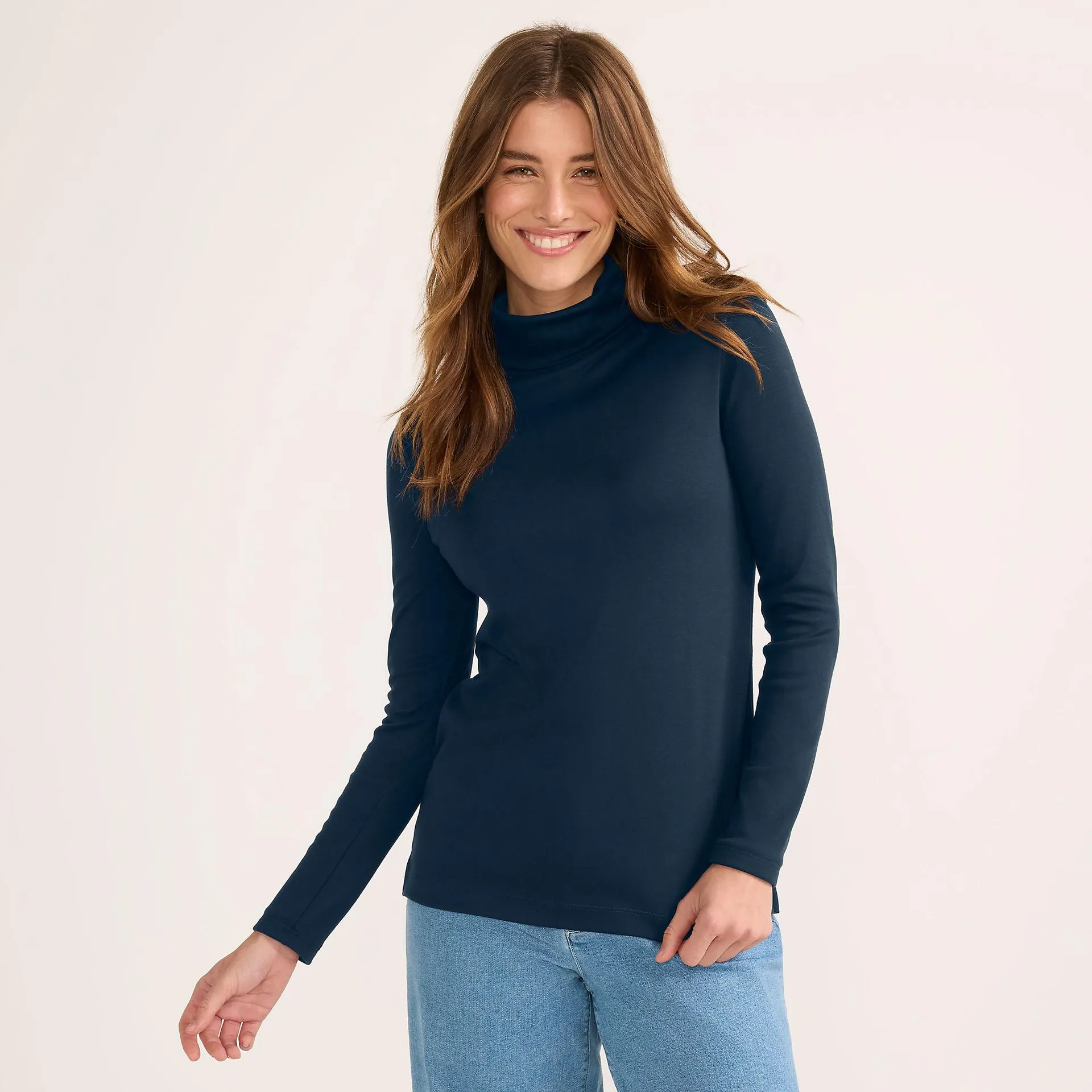 Women's Supima Cotton Fitted Long Sleeve Turtleneck
