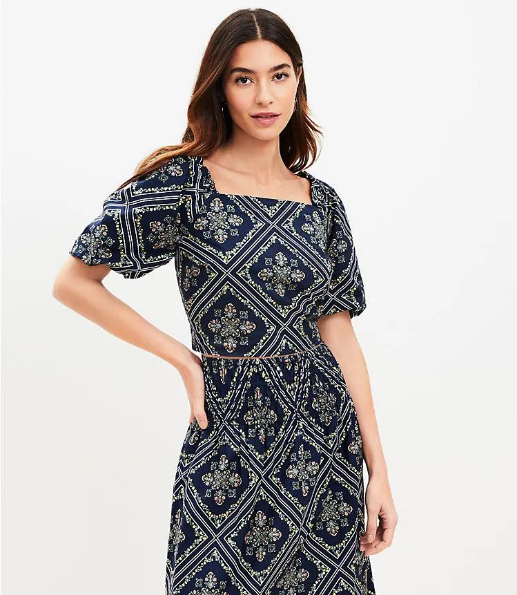 Tuilerie Square Neck Puff Sleeve Top