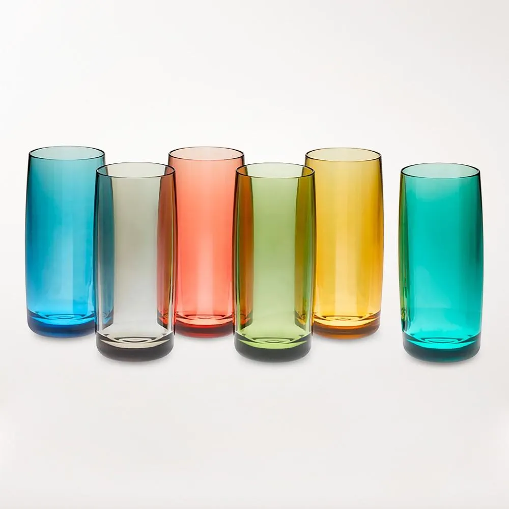 OPEN BOX: DuraClear® Tritan Outdoor Multicolored Highball Glasses, Set of 6