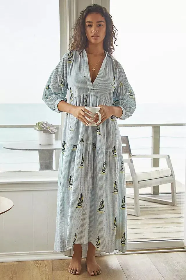 The Carolita Printed Tiered Shirt Dress