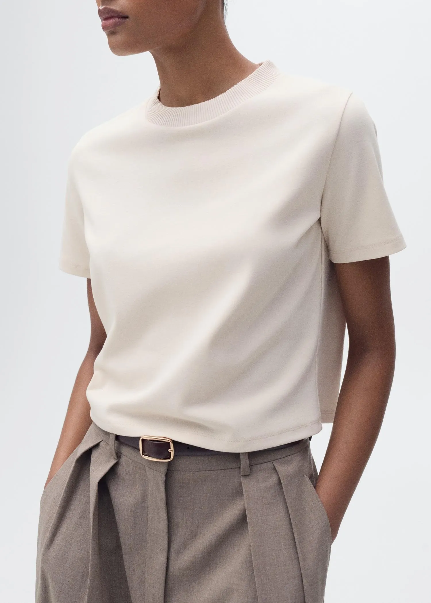 Short-sleeved cotton-blend t-shirt