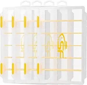 SF Tackle Box 3600 Plastic Tackle Trays Fishing Tackle Box Storage Organizer with Removable Dividers 4 Packs Lure Terminal Storage