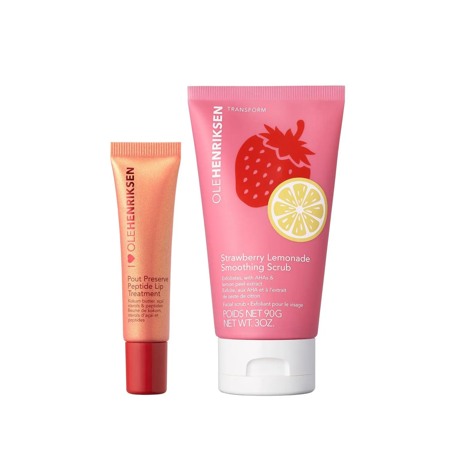 Strawberry Skincare Set Smoothing Scrub + Pout Preserve Glimmer Duo