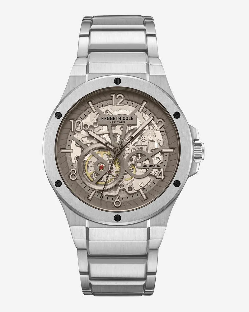 Skeleton Automatic Tinged Glass Bracelet Watch