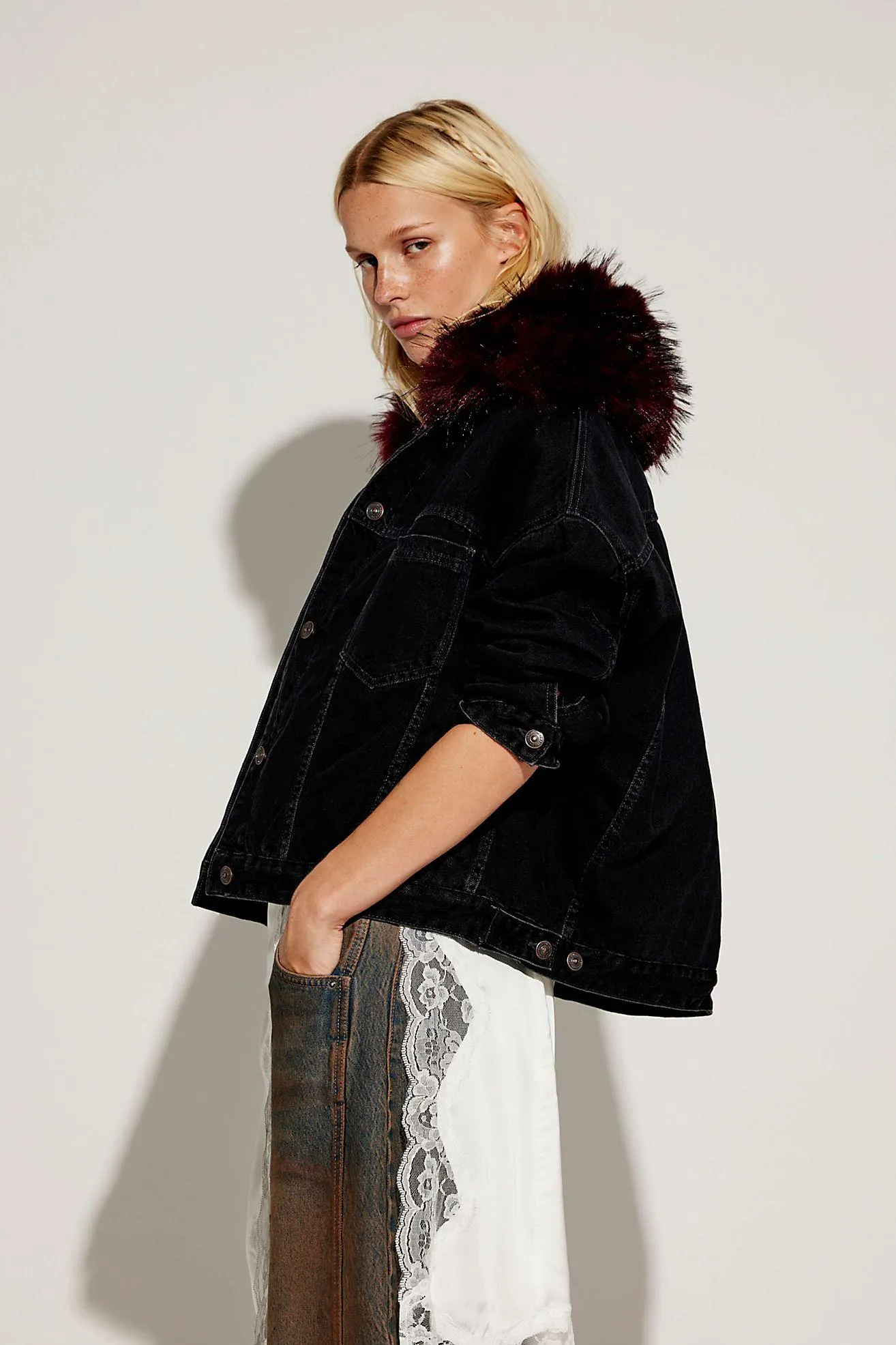 Opal Swing Faux Fur Collar Jacket
