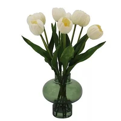 Sonoma Goods For Life® Artificial Tulips in Tinted Glass Vase Floral Arrangement Floor Decor