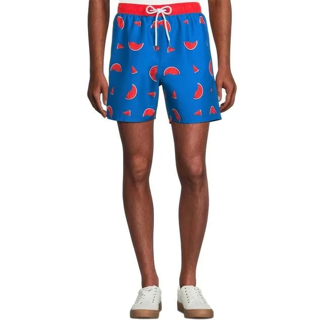 Way To Celebrate Men's & Big Men's Americana Print Swim Trunks, Sizes S-3XL
