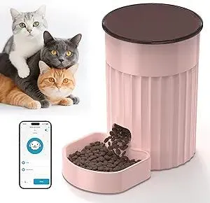 PAPIFEED Automatic Cat Feeder 3L, 2.4G WiFi Auto Pet Food Dispenser with App Control & Alexa 1-10 Meals Per Day, Timed Pet Dry Food Dispenser with Dual Power Supply for Cats and Small Dogs, Pink