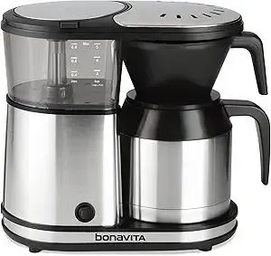 Bonavita 5 Cup Drip Coffee Maker Machine, One-Touch Pour Over, Auto Pause Brewing with Stainless Steel Double Wall Thermal Carafe, SCA Certified, Dishwasher Safe, BV1500TS