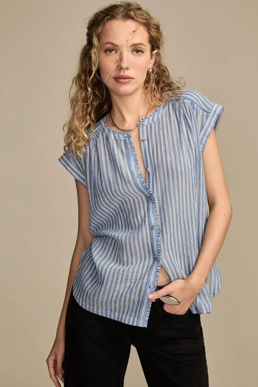 dolman ruffle button down