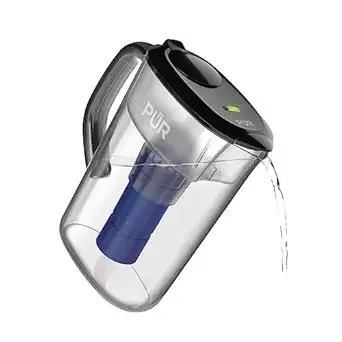 PUR 7-Cup Water Filter Pitcher with 1 Genuine PUR Filter, 3-in-1 Powerful Filtration, BPA Free, Dishwasher Safe, Smoke, PPT710BA