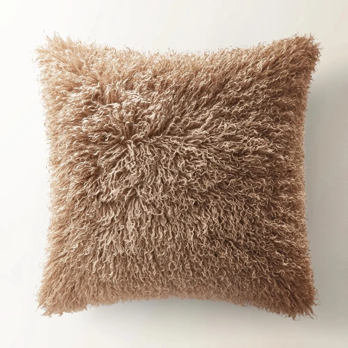 Micah Faux Mongolian Pillow 22" - Mocha