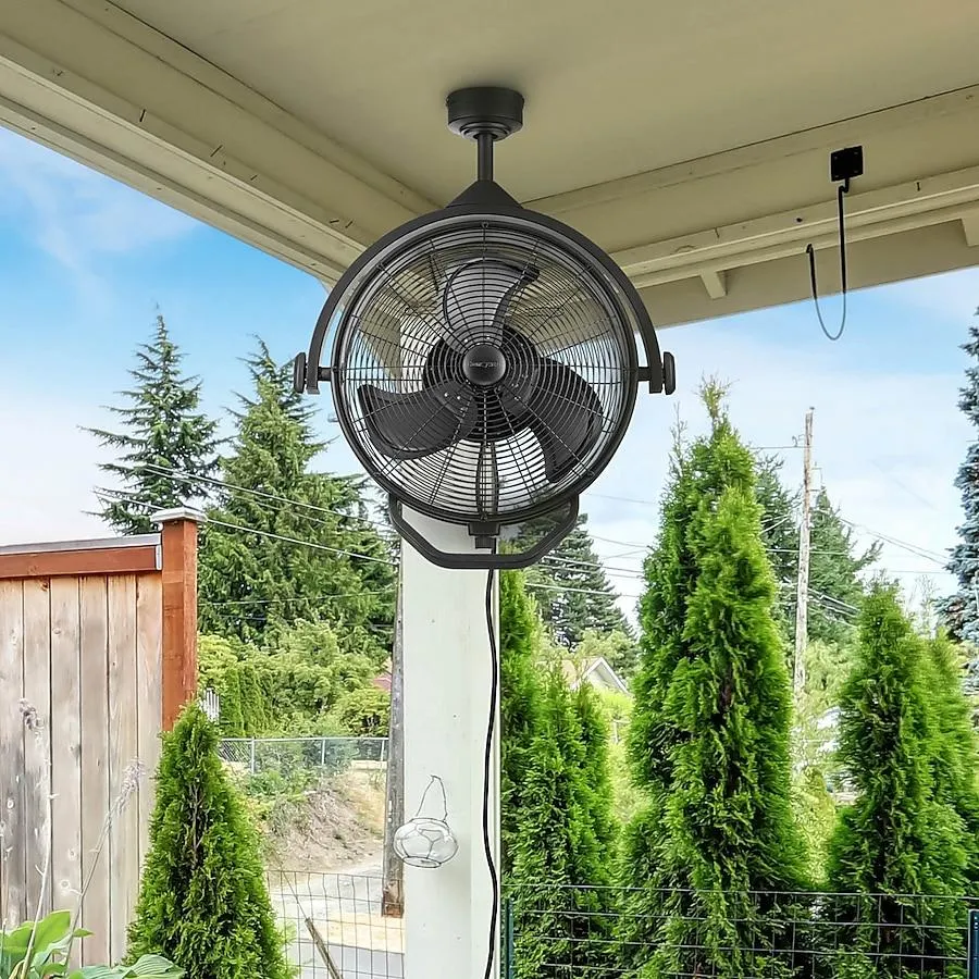 Honeywell Patio 18-in Outdoor Matte Black with Black Blades Cage Ceiling Fan and Remote ( 3 -Blade )