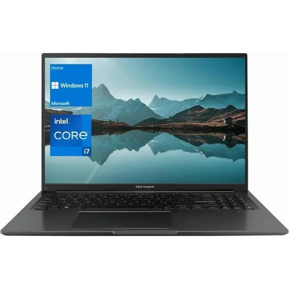 ASUS Vivobook 16" WUXGA Slim Laptop, Intel Core i7-1255U 10-Core Processor, Intel Iris Xe Graphics, 16GB RAM 1TB SSD, Bluetooth 5, Wi-Fi 5, Windows 11 Home, Black