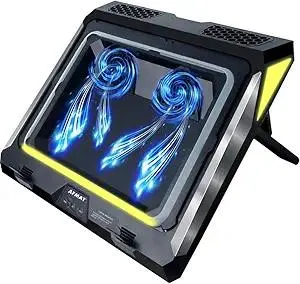 AFMAT FC05 Gaming Laptop Cooling Pad, 4500RPM Laptop Cooling Pad with Turbo-Fans, USB Ports, Colorful Lights - CPU Temperature Drops 20-30 ℃ Within Seconds - for 14-17.3 inch Laptops