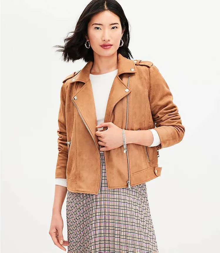 Faux Suede Moto Jacket