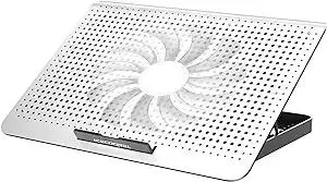 ICE COOREL Aluminum Laptop Cooling Pad 2023 Upgrade, Laptop Cooler Stand with 7 Height Adjustable, Laptop Fan Cooling Pad for Laptop 12-15.6 Inch, Notebook Cooler Pad with Two USB Port (Silver)