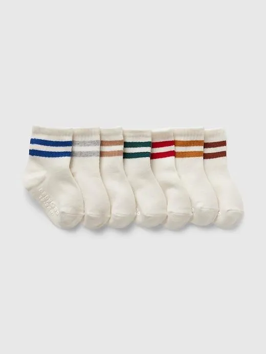Baby & Toddler Varsity Stripe Quarter Crew Socks (7-Pack)